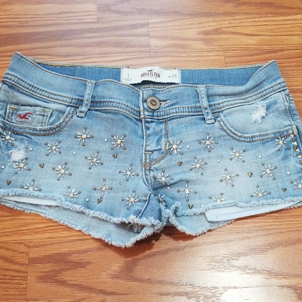 Hollister Jean shorts 25 distressed bling frayed